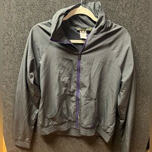 Under Armour Jacket Womens Gray Full Zip Athletic Lightweight Large